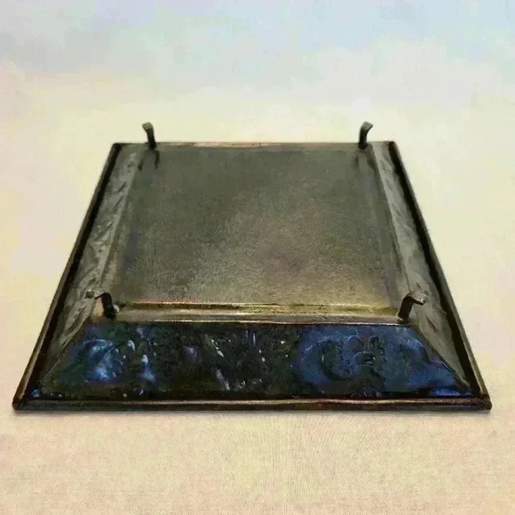 Decorative metal tray 10 1/4" x 10 1/4" and 2" tall. Black in color - Picture 3 of 4